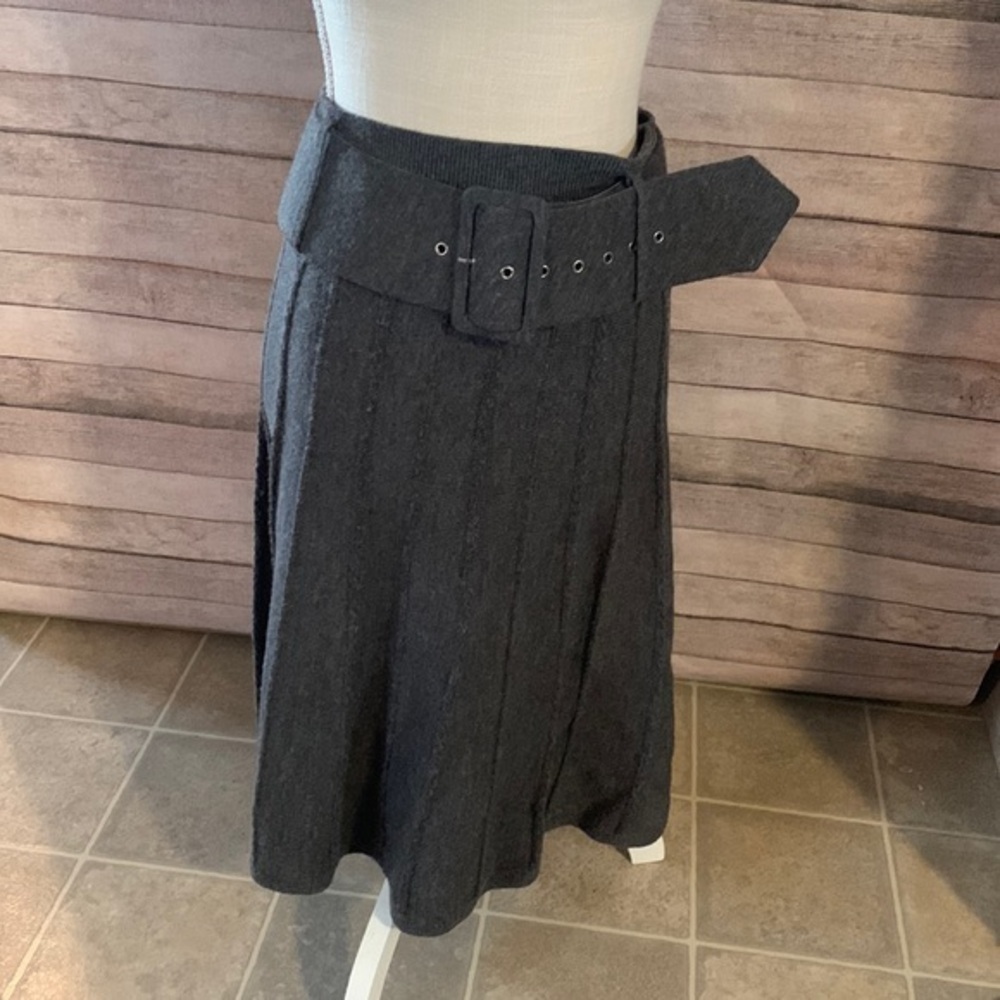 Lapis Dark Gray Belted Skirt